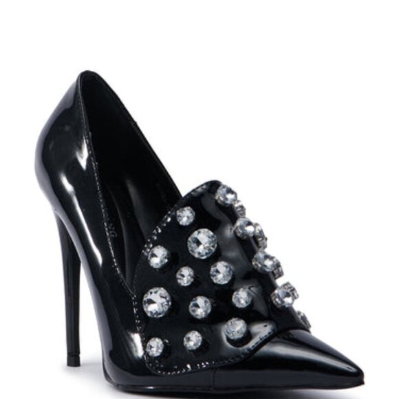 AZALEA WANG " A TOUCH OF CLASS " BLACK STILETTO PUMP (BRAND NEW !!!!!!!!!!!!!!!! - Picture 1 of 8